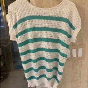 Vintage white and green crochet top